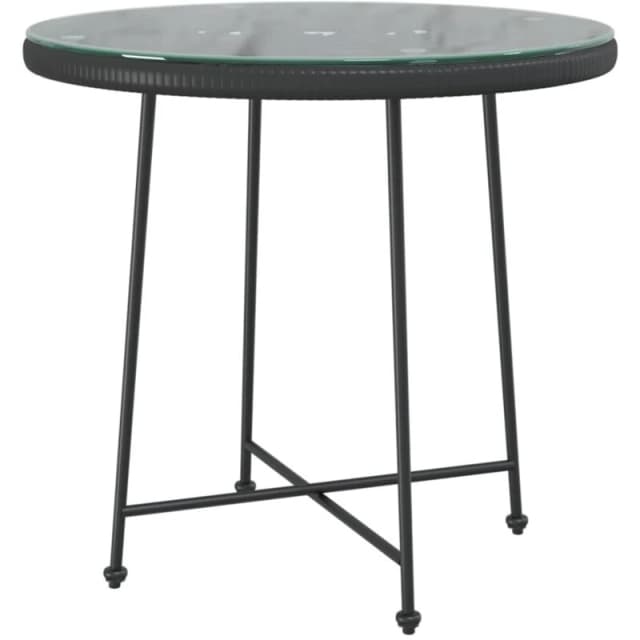 vidaXL Dining Table Black ?80 cm?Tempered Glass and Steel, Black 319437