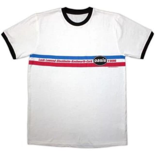 Oasis Oasis Men 1996 Tour Horizontal Stripe Ringer T-Shirt in White Size: 2X-large White XXL Male 5063652110591