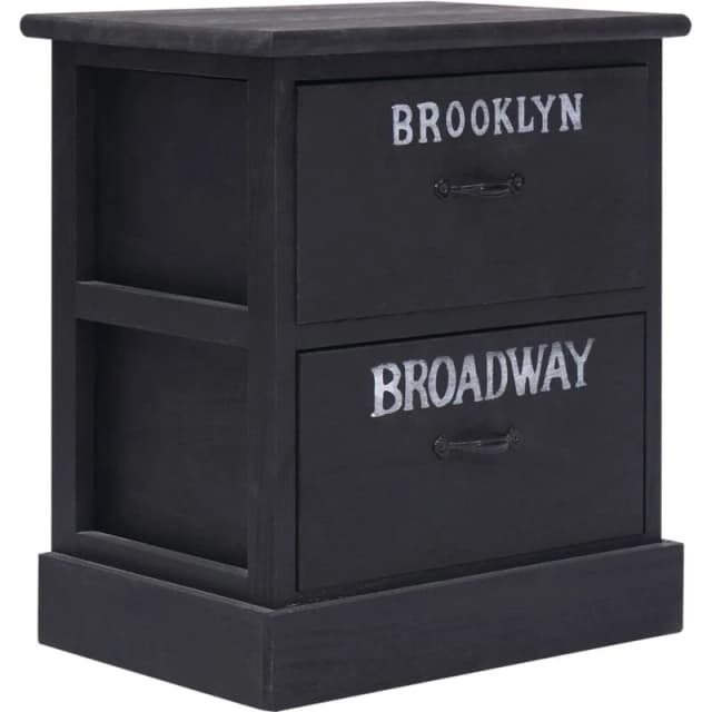 VIDAXL Nightstand Black 38x28x45cm Paulownia Wood Vidaxl 284058