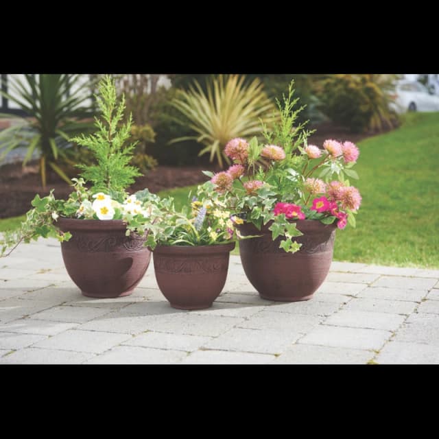 Greenhurst 3 Pack Brown Planters Brown two sizes