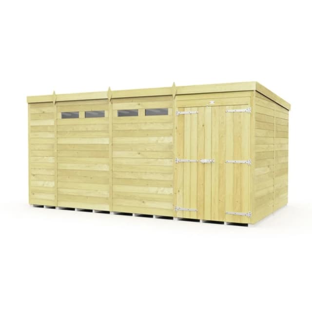Buttercup Farm 14 x 8 Feet Pent Security Shed - Double Door - L231 x W417 x H201cm in Brown Brown Unisex