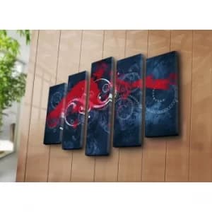 5PATK-238 Multicolor Decorative Canvas Painting (5 Pieces)
