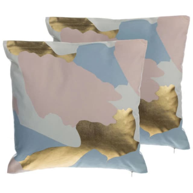 Beliani Set Of 2 Decorative Cushions Ixia Cotton 45 X 45cm Pink Abstract Pattern