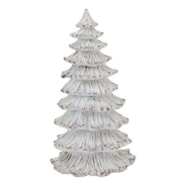 Hill Interiors Medium Snowy Fir Tree Sculpture - Resin - L14 X W14 X H25cm - White