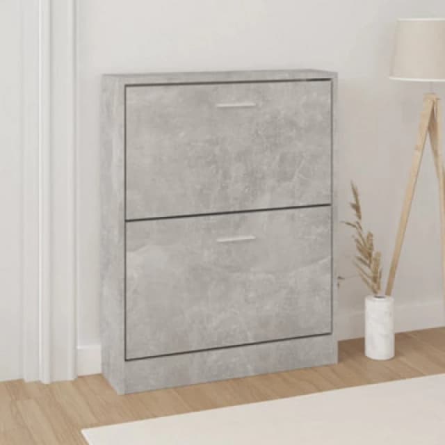 Vidaxl Shoe Cabinet Concrete Grey 59X17X81cm Engineered Wood