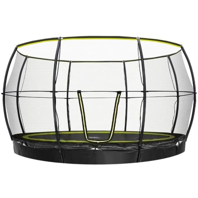 OutdoorToys Base Jump Inground Garden Trampoline with Halo ll Enclosure - 12ft in Black Unisex
