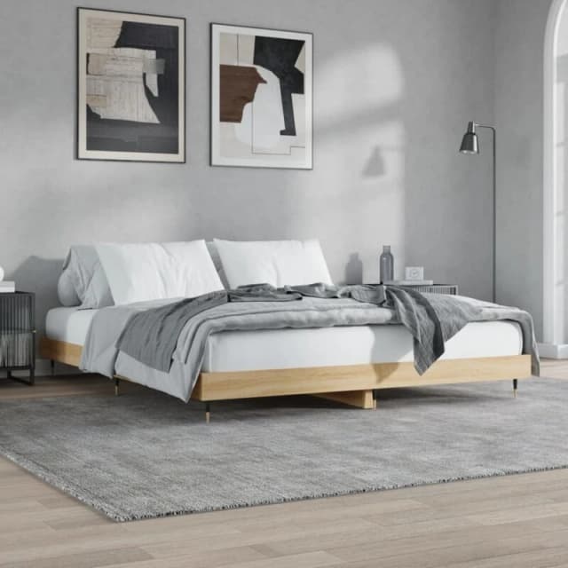 VIDAXL Bed Frame without Mattress Sonoma Oak 120x200cm Engineered Wood Vidaxl 8720845796372
