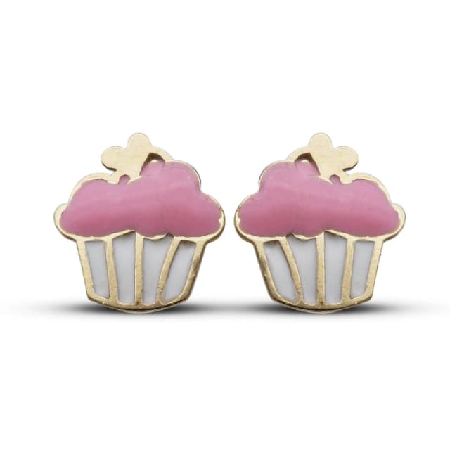 Be You 9ct Gold Cupcake Stud Earrings Gold female One Size