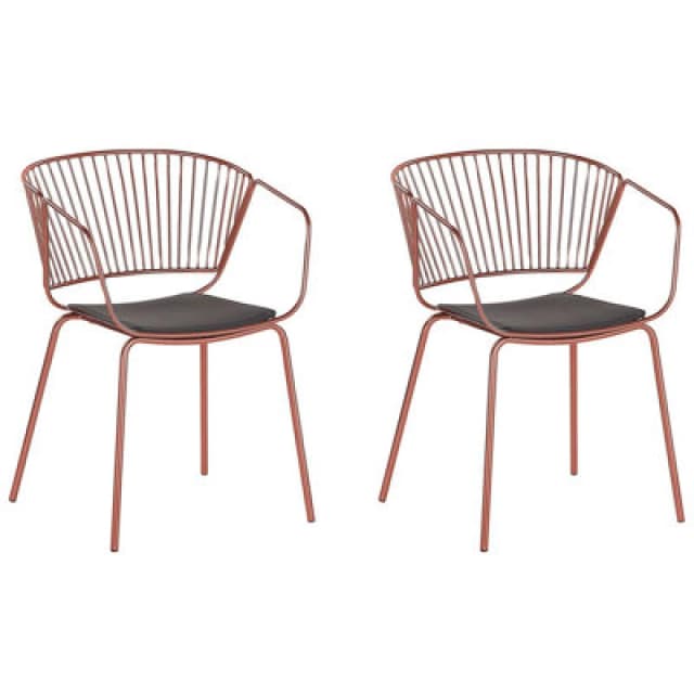 Beliani Set Of 2 Dining Chairs Rigby Metal Copper