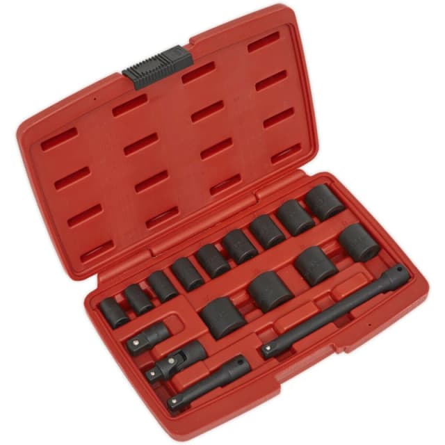 Loops 17 Piece PREMIUM Impact Socket Set - 3/8" Sq Drive - Hardened & Tempered Multi
