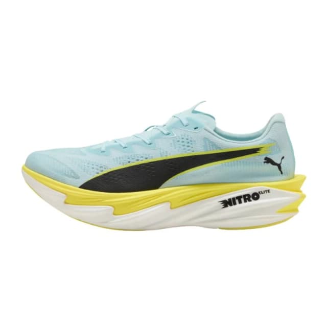 Puma Deviate NITRO Elite 4 Shoes Blue Yellow SS26, Size 42 - EUR