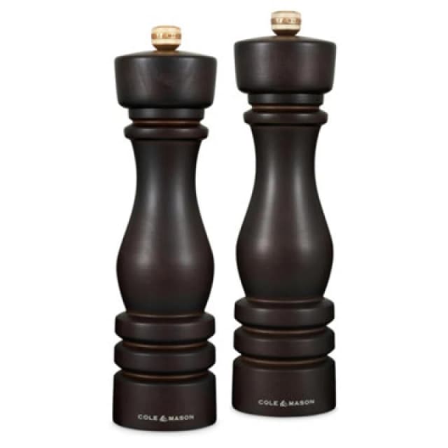 Cole & Mason London Chocolate Wood Salt & Pepper Mill Set 220mm Black