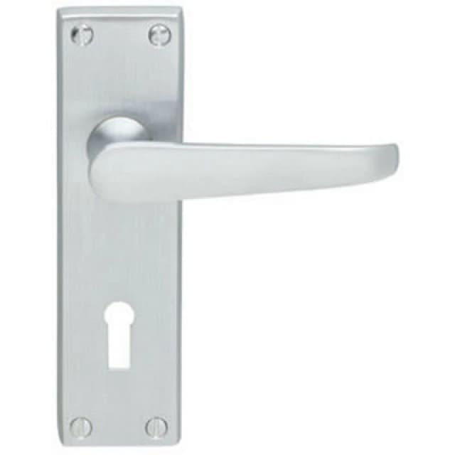 Loops PAIR Victorian Flat Lever on Lock Backplate Handle 150 x 42mm Satin Chrome Multi