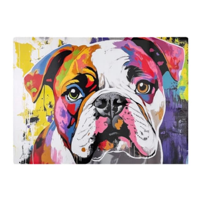 Warren Reed Designer Banksy Inspired Colourful Bulldog Chopping Board
