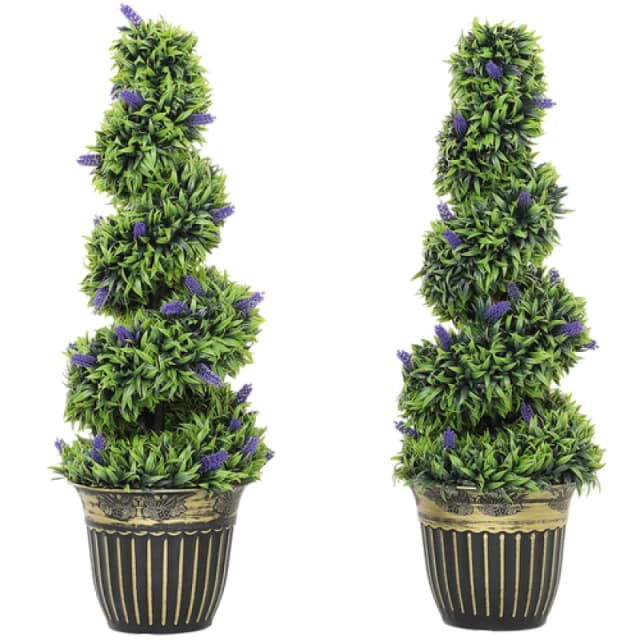 HOMCOM HOMCOM Set of 2 Decorative Artificial Plants with Lavender and Pot, 90cm