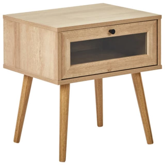 Beliani 1 Drawer Bedside Table Albany Light Brown