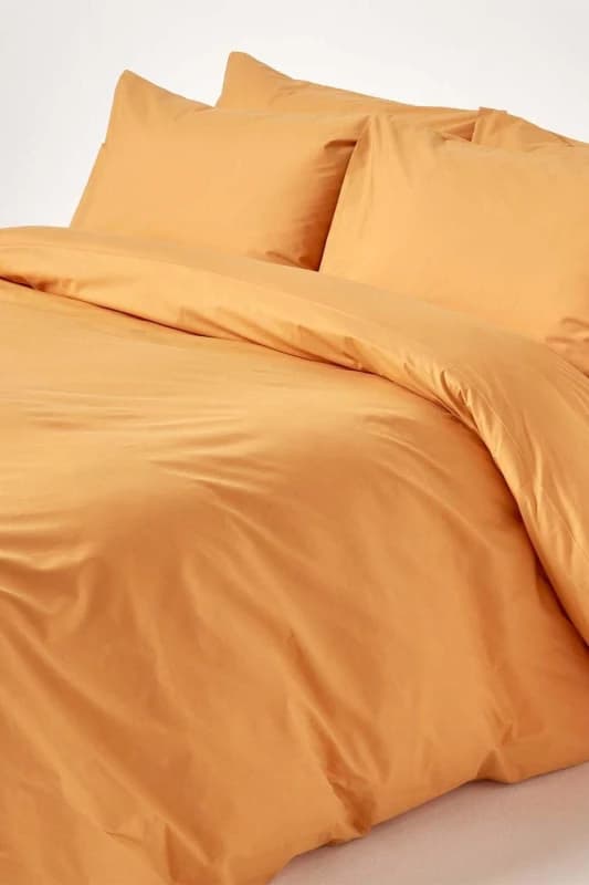Homescapes Mustard Yellow Egyptian Cotton Duvet Cover With Pillowcases 200 Tc, Double