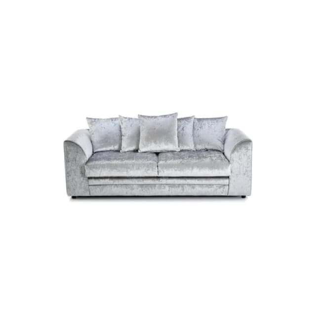 LUXURY LIFE Dylan Crushed Velvet Fabric 3 Seater Sofa Silver