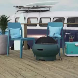 Asher 22" Wood Burning Fire Pit with Grilling Surface and Cover, Green