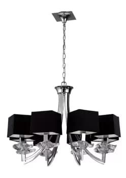 Akira Ceiling Pendant 8 Light E14, Polished Chrome with Black Shades
