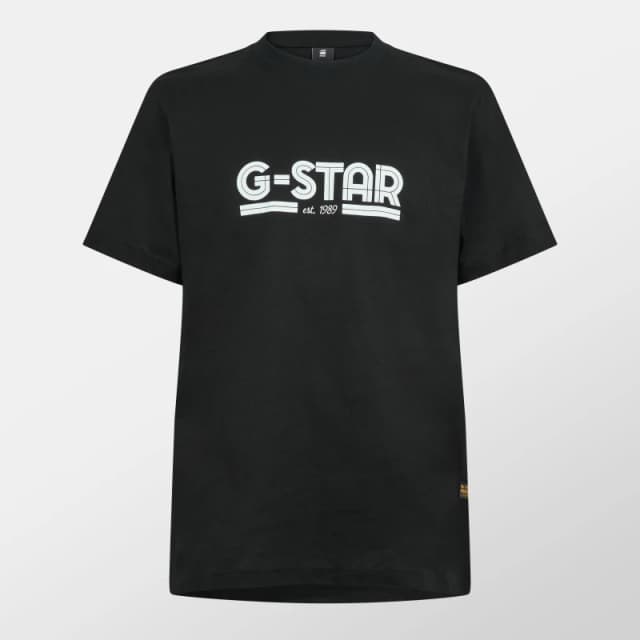G Star Line Script Loose T Shirt Dk Black male Small