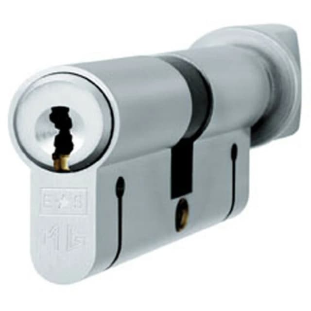 Loops 70mm Euro Cylinder & Turn Lock Keyed to Differ 15 Pin Satin Chrome Door Multi unisex