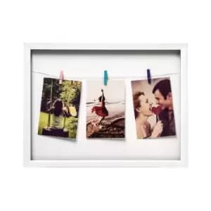 Premier Housewares Washing Line Photo Frame 3 Peg - White Plastic Frame