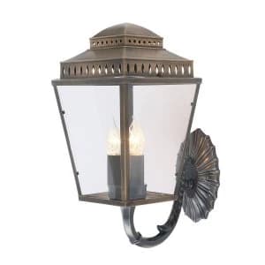 3 Light Outdoor Wall Lantern Light Brass IP44, E14
