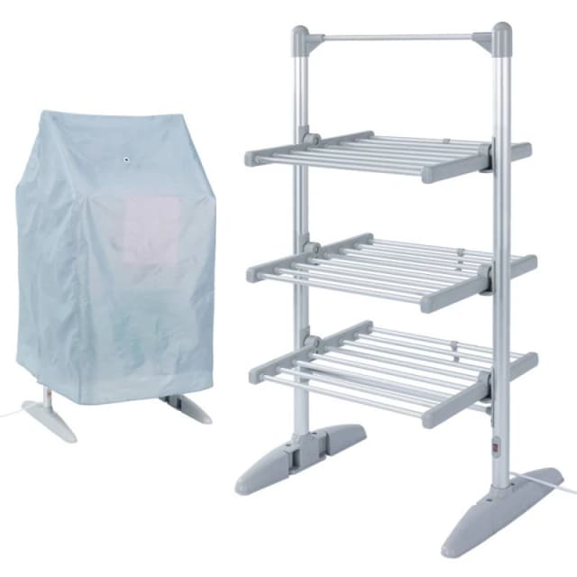 Glamhaus Electric Heated Airer with Cover 248W Low Energy Foldable in Silver Silver Unisex