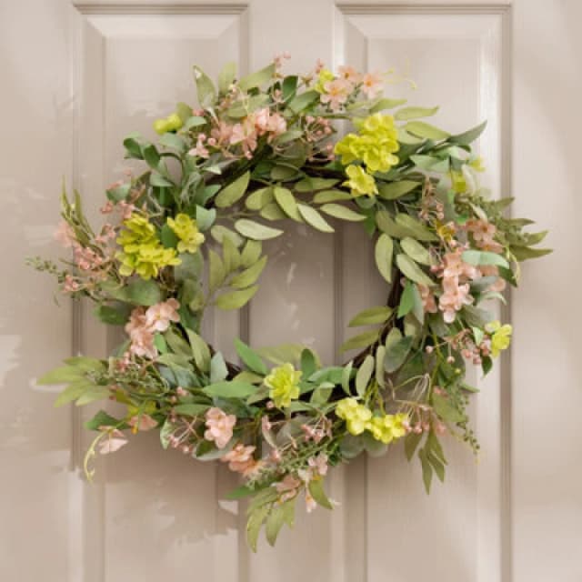 Scottish Everlastings Ltd. Scottish Everlastings Artificial 50Cm Pink & Green Hydrangea Wreath