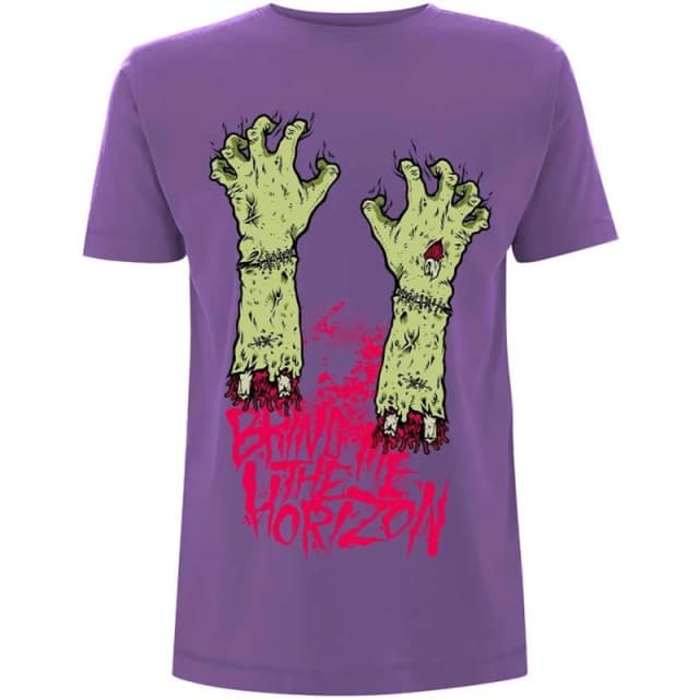 Bring Me The Horizon Mens Zombie Hands Cotton T-Shirt in Purple Size: Medium Purple Male M