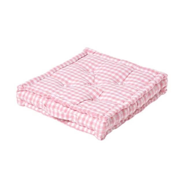 Homescapes Cotton Gingham Check Floor Cushion Pink