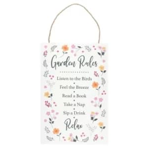 30cm Botanical Garden Rules Hanging MDF Sign