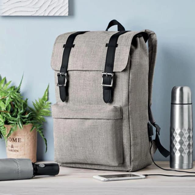 Treat Republic Grey Magnetic Laptop Backpack & USB Cable Grey unisex Standard