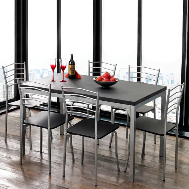 Homelife 7 Piece Dining Tables Black unisex One Size