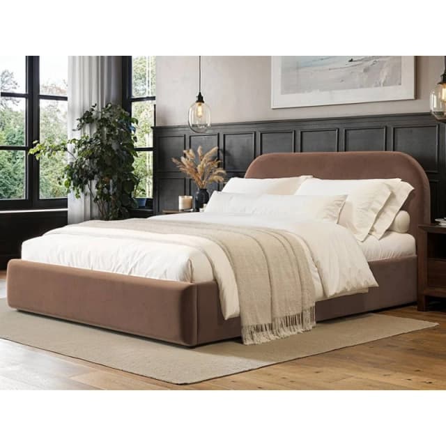 Flair Alba Chocolate Velvet Ottoman Bed in Brown Size: Double Brown Unisex Double