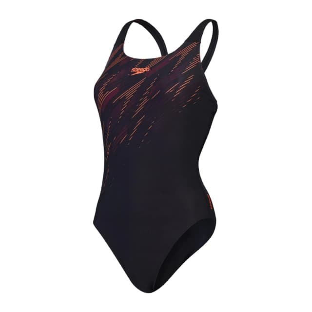 Speedo Womens One Piece Swimsuit Black/Red female 12 (M)