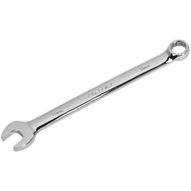 Loops 11mm Steel Combination Spanner - Long Slim Design Combo Wrench - Chrome Vanadium Metallics
