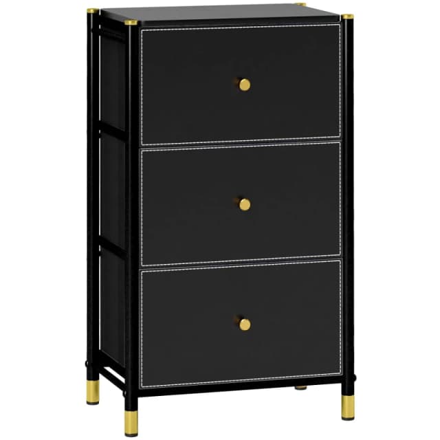 HOMCOM HOMCOM Chest of Drawers with 3 Drawers for Bedroom, Living Room, Black