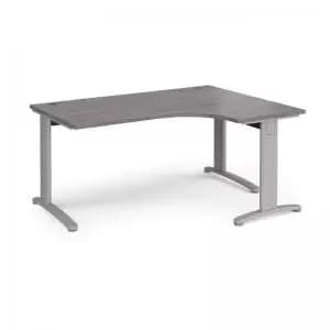 TR10 deluxe right hand ergonomic desk 1600mm - silver frame and grey