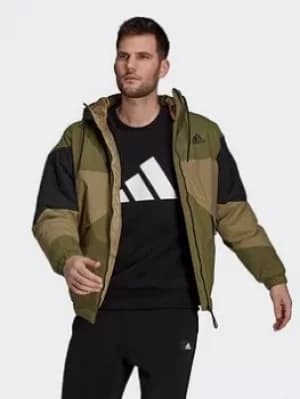 adidas Back To Sport Insulated Hooded Jacket, Black, Size L, Men