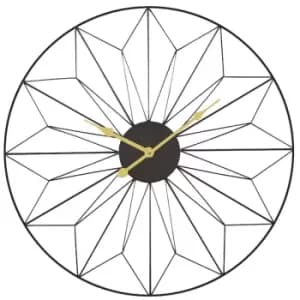 Celestial Black and Gold Metal Geo Design Round Wall Clock