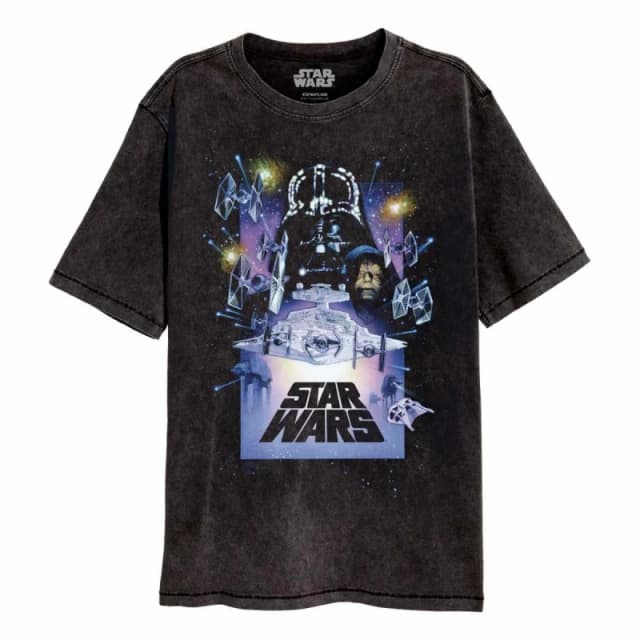 Star Wars Poster Acid Wash T-Shirt Black male