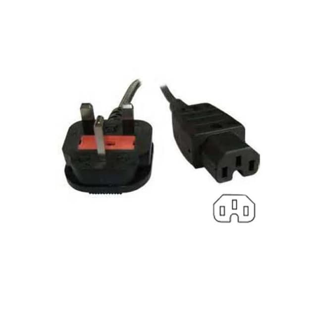 FDL 1M UK MAINS CABLE - UK PLUG TO IEC C15 (HOT) SOCKET