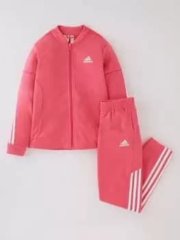 Adidas Adidas Junior Girls 3 Stripe Full Zip Tricot Tracksuit
