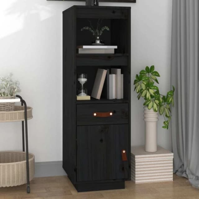 Vidaxl Highboard Black 34X40X108,5cm Solid Wood Pine, Black 820156