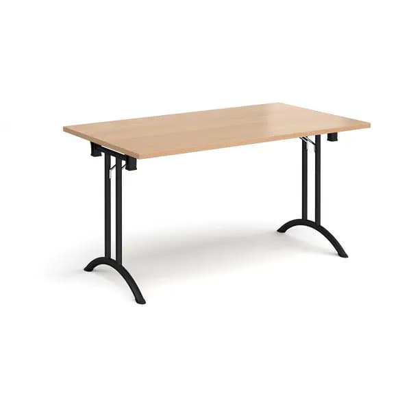 Rectangular Folding Meeting Table with Black Curved Legs - 1400mm - Beech