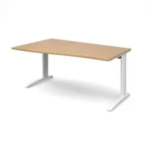 Office Desk Left Hand Wave Desk 1600mm Oak Top With White Frame TR10