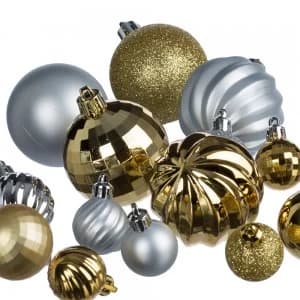 Robert Dyas 55 Piece Bauble Pack - Silver/Gold