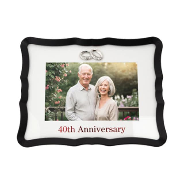 Happy Homewares 40Th Anniversary Landscape 4X6 Frame With Red Text And Silver Rings